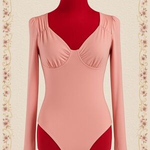 Elegant Pink Long Sleeve Bodysuit
